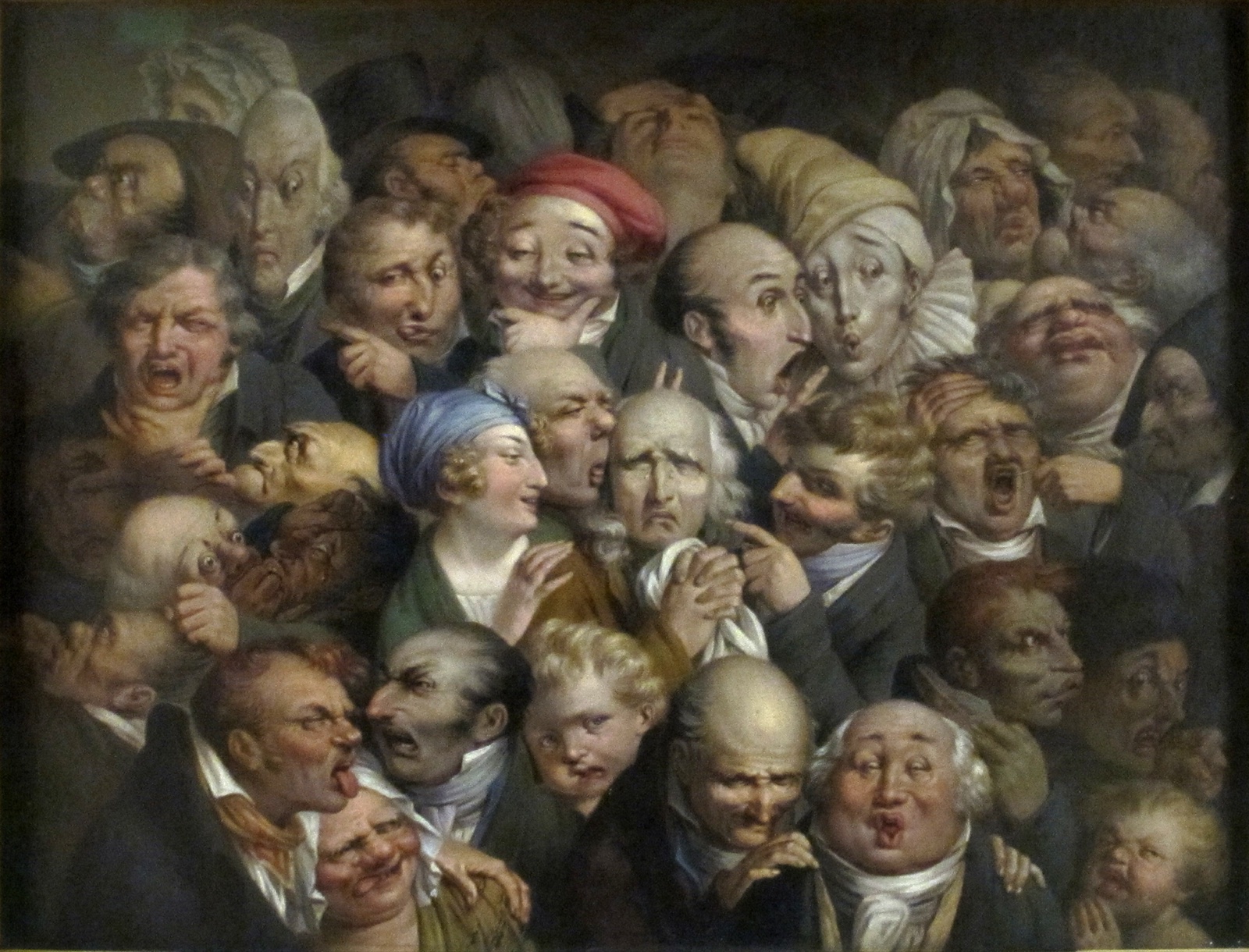 Une foule serrée de visages qui grimacent, rient, pleurent ou s'étonnent, cadrés au plus près